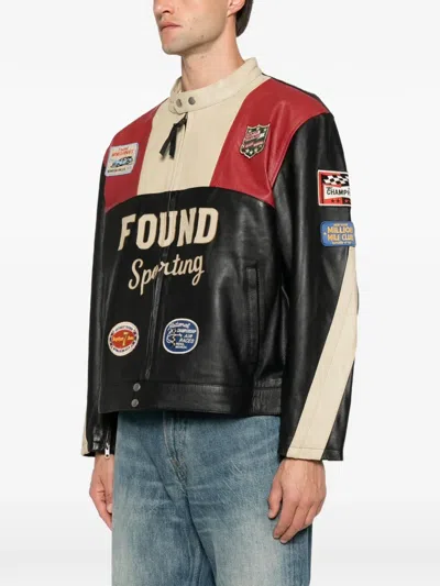 Found Racer Logo-patch Leather Jacket In Multi