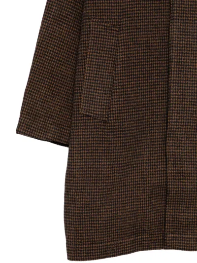 Universal Works Houndstooth-pattern Coat In Brown