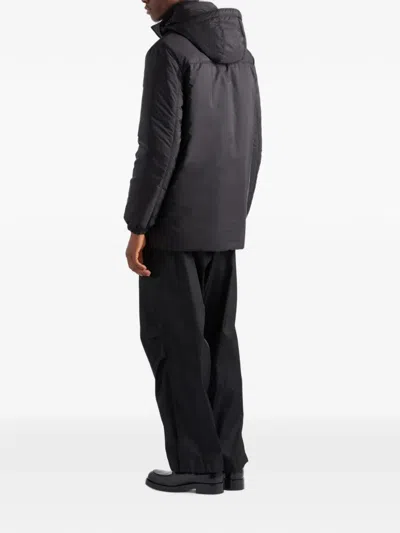 Prada Medium-weight Re-nylon Down Jacket In Black