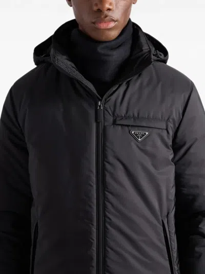 Prada Medium-weight Re-nylon Down Jacket In Black