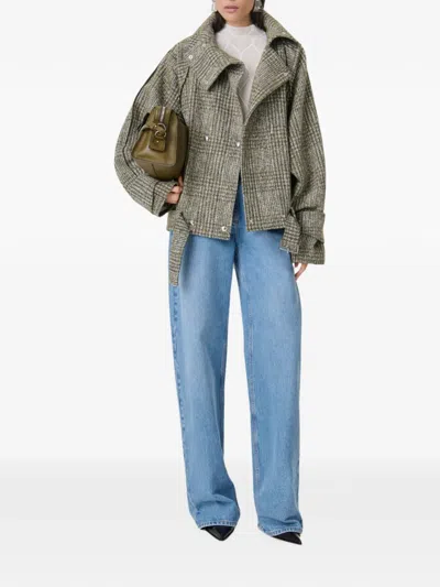 Iro Inja Check-pattern Belted Jacket In Green