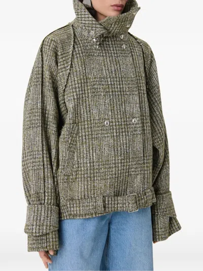 Iro Inja Check-pattern Belted Jacket In Green