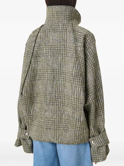 Iro Inja Check-pattern Belted Jacket In Green