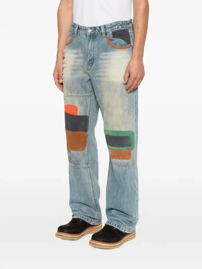 Found Patchwork Distressed Jeans In Multi