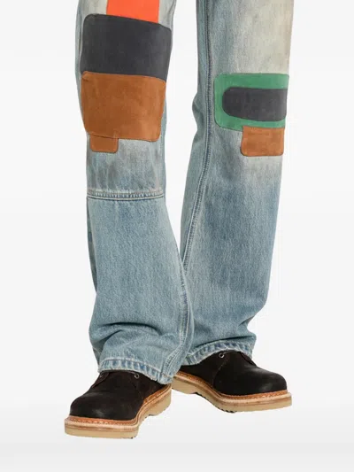 Found Patchwork Distressed Jeans In Multi