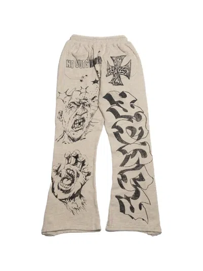 Hellstar Graffiti-print Flared Track Pants In Neutral