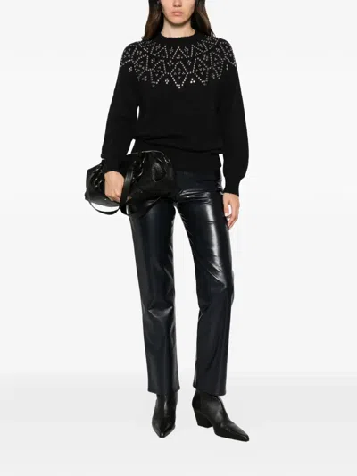 Alpha Studio Stud-embellished Sweater In Black