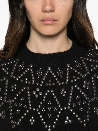Alpha Studio Stud-embellished Sweater In Black