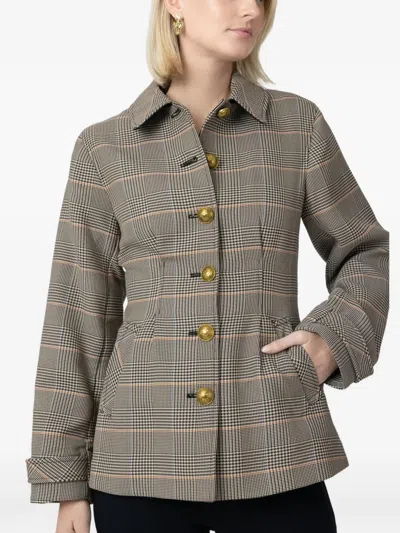 Veronica Beard Severine Prince Of Wales Check Jacket In Gray
