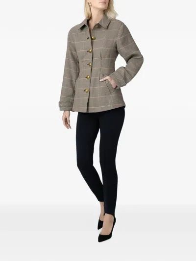 Veronica Beard Severine Prince Of Wales Check Jacket In Gray