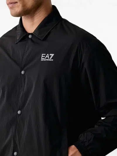 Ea7 Logo-print Press-stud Jacket In Black