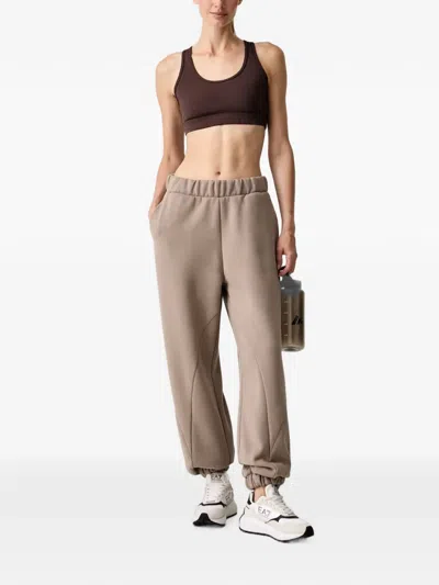 Ea7 Elasticated Track Pants In Brown