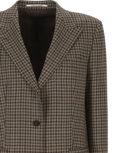 Tagliatore Houndstooth-pattern Virgin Wool Blazer In Multi