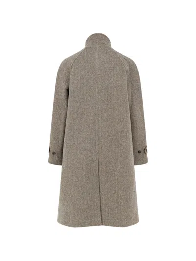 Tonywack Single-breasted Wool Coat With A Herringbone Pattern In Multi
