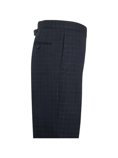 Thom Browne Checked Backstrap Trousers In Blue