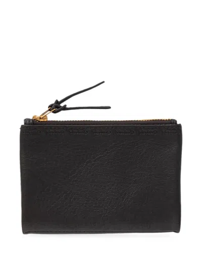 Visvim Logo-debossed Grained Leather Wallet In Black