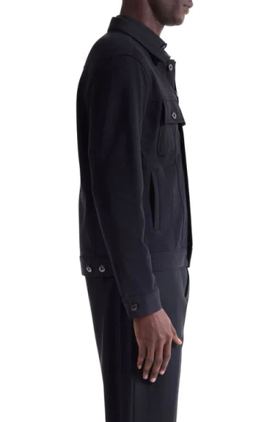 Bugatchi Knit Trucker Jacket In Black