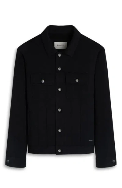 Bugatchi Knit Trucker Jacket In Black