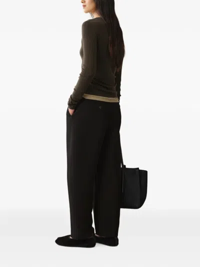 Less Layered-effect Button-placket Sweater In Brown