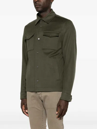 Herno Button-up Chest-pocket Jacket In Green