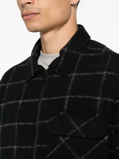 Barbour Check-pattern Zip-up Jacket In Black
