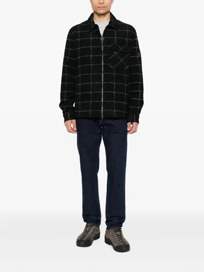 Barbour Check-pattern Zip-up Jacket In Black
