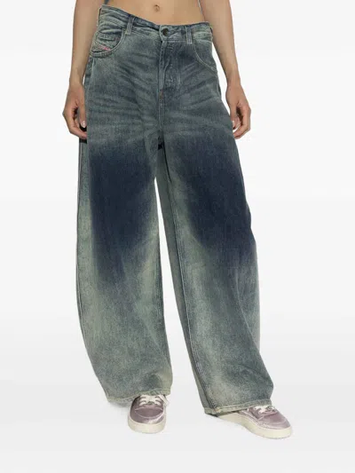 Diesel High-rise Wide Barrel Jeans In Blue