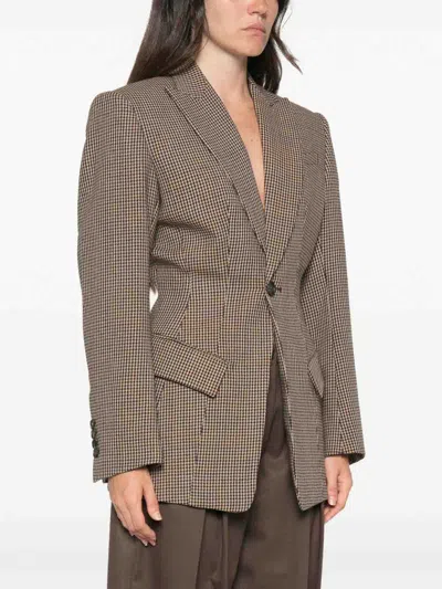 Seafarer Houndstooth-pattern Single-breasted Blazer In Brown