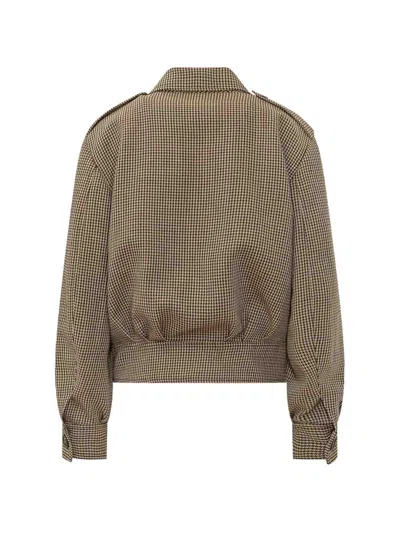 Seafarer Houndstooth-pattern Wool Jacket In Brown