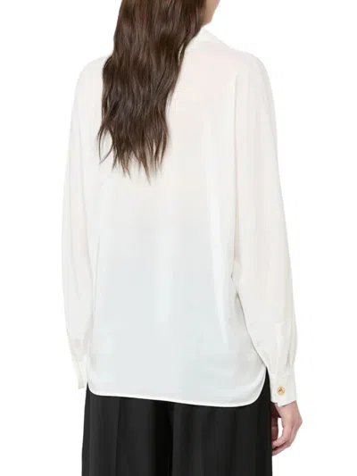 Max Mara Studio Long-sleeve Silk Polo In White