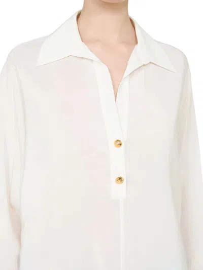 Max Mara Studio Long-sleeve Silk Polo In White