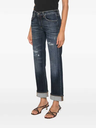 Dondup Distressed Turn-up Jeans In Blue