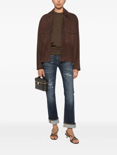 Dondup Distressed Turn-up Jeans In Blue