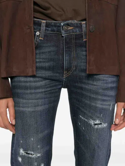 Dondup Distressed Turn-up Jeans In Blue