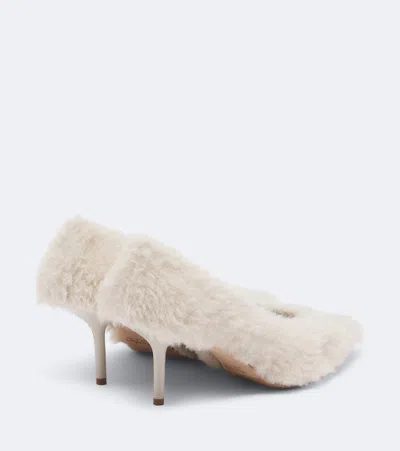 Max Mara Shearling Pumps In White