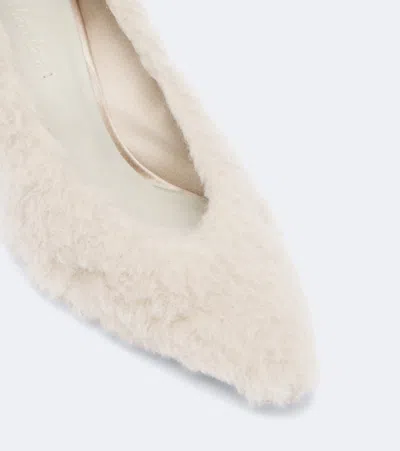 Max Mara Shearling Pumps In White