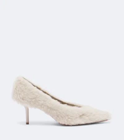 Max Mara Shearling Pumps In White