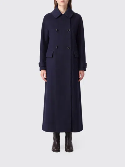 Aspesi Double-breasted Wool Coat In Blue