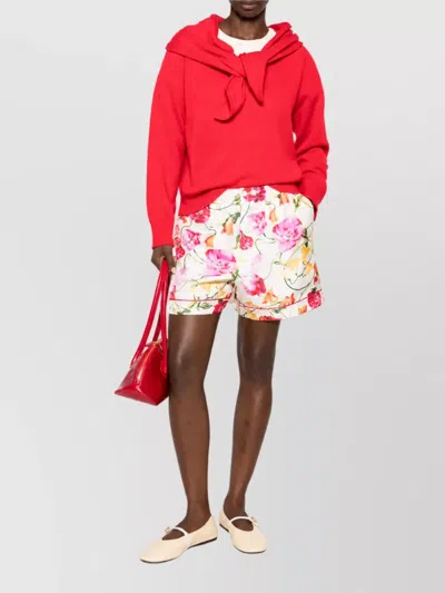 Kenzo Silk Button-front Mini Shorts With Side Pockets In Multi