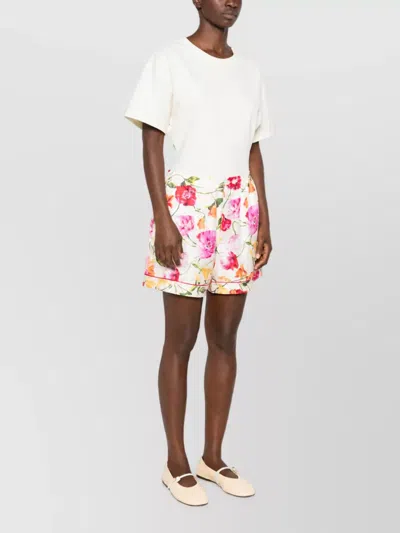 Kenzo Silk Button-front Mini Shorts With Side Pockets In Multi