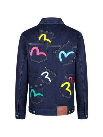 Evisu Multi-pocket Denim Jacket In Blue
