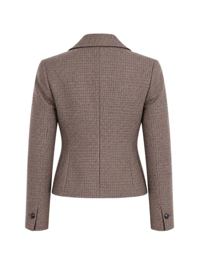 Marella Houndstooth-pattern Single-breasted Jacket In Brown