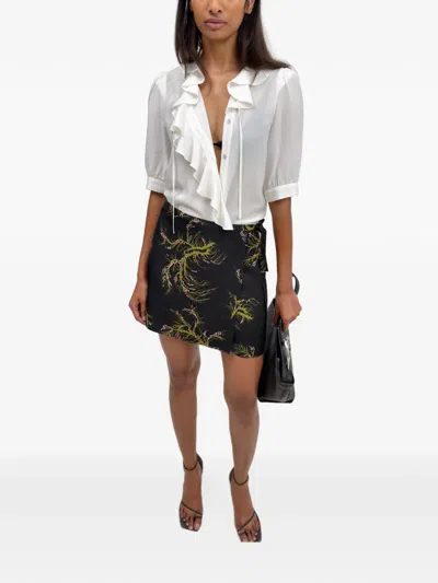 XILLA RUFFLED PUFF-SLEEVE BLOUSE