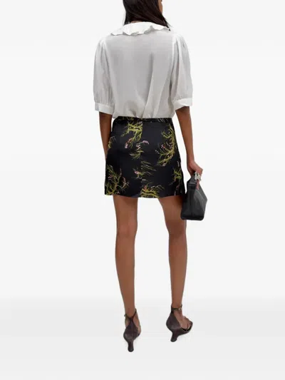 XILLA RUFFLED PUFF-SLEEVE BLOUSE