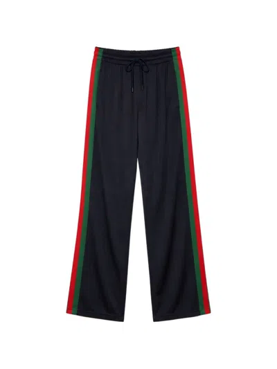 Gucci Web Deatail Trousers In Blue