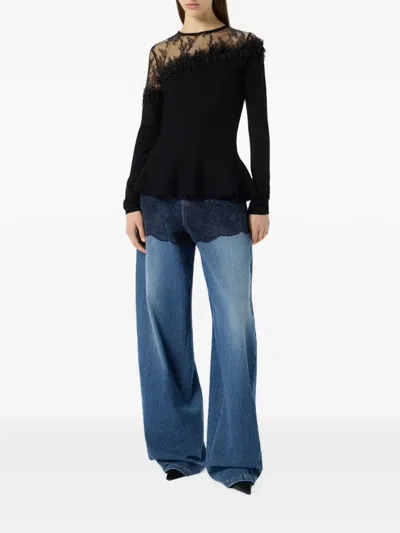 Blumarine Pullover Mit Schösschen In Black
