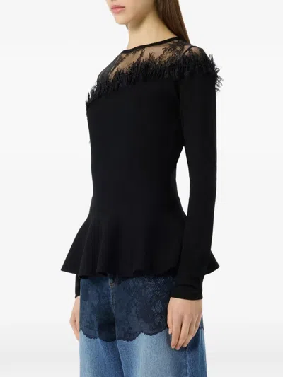 Blumarine Pullover Mit Schösschen In Black