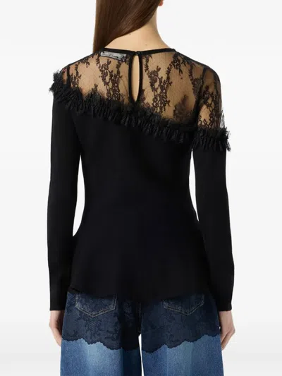 Blumarine Pullover Mit Schösschen In Black