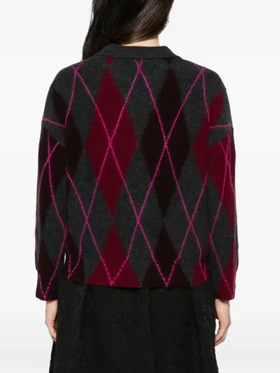 Majestic Argyle-patterned Polo-collar Top In Multi