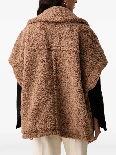 Dkny Teddy-texture Oversized Jacket In Brown